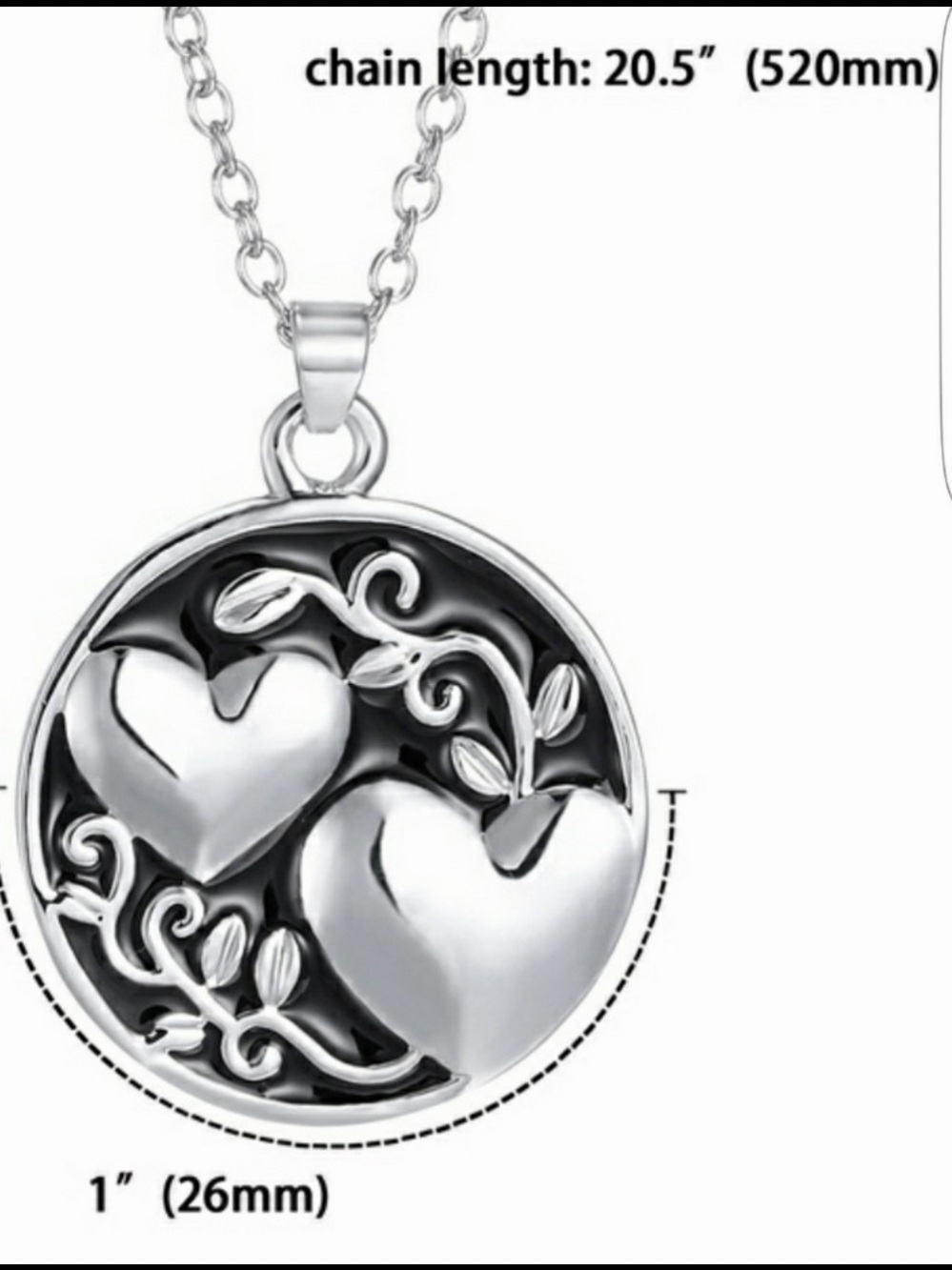 Silver Sister Necklace Love 3d Heart Double Sided Pendant Neckace NWT - Picture 6 of 7